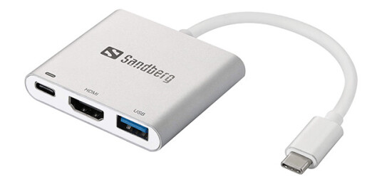 Sandberg USB-C Mini Dock HDMI+USB Hvit - Dokkingstasjon med 2x USB og 1x HDMI