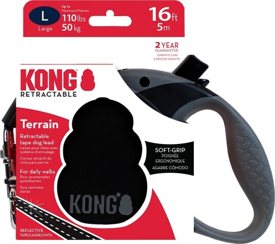 Kong Terrain Uttrekkbart Bånd Svart Størrelse L Opptil 50 kg Lengde 5 M Kong Terrain Uttrekkbart Bånd Svart Størrelse L Opptil 50 kg Lengde 5 M