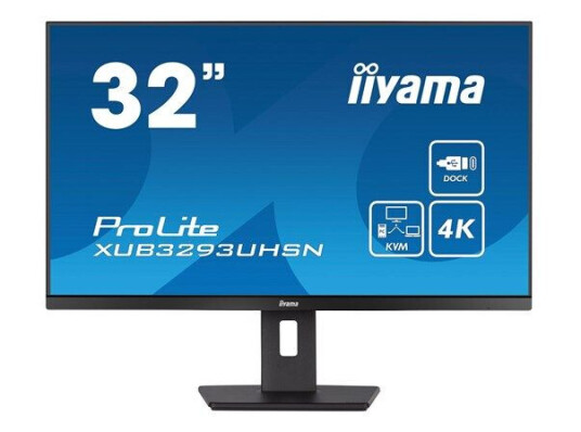 Iiyama ProLite 32" 4K IPS Skjerm med KVM-switch, 60Hz, Sort Iiyama ProLite 32" 4K IPS Skjerm med KVM-switch, 60Hz, Sort