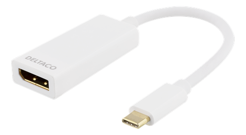 Deltaco USB-C til DisplayPort Adapter 4K 4096x2160 0,1m Hvit
