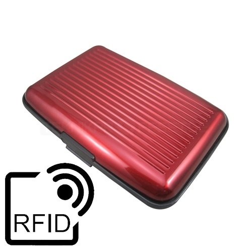 Plastlommebok med 6 kortspor RFID beskyttelse rød