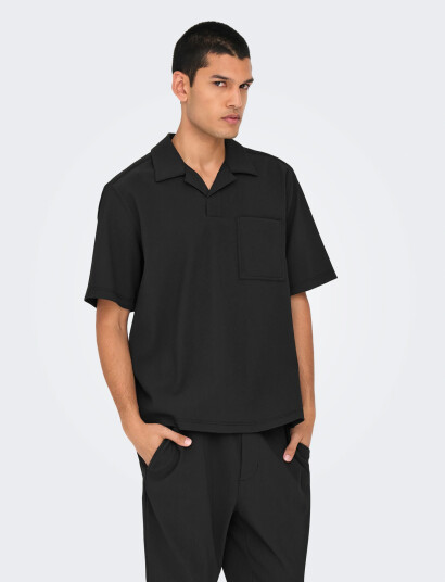 ONLY & SONS Onspli Plisse Shirt Black L ONLY & SONS Onspli Plisse Shirt Black L