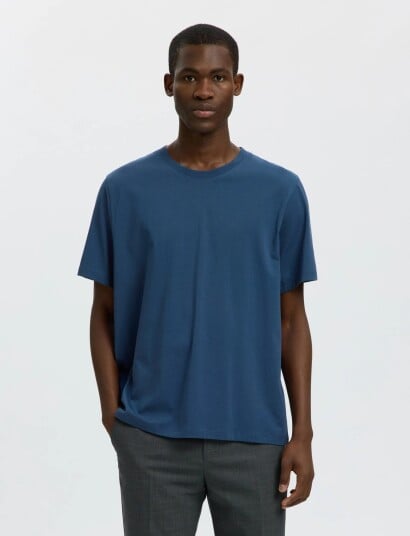 Selected Slmaspen Ss O Neck Tee Noos   Navy   M