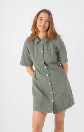 Vero Moda Daisy Short Sleeve Short Denim Dress Grønn XXL