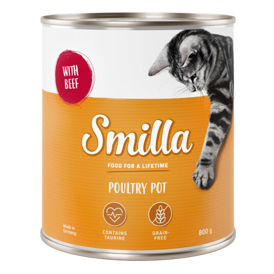 Smilla Fjærkregryter 6 x 800 g - Mørt fjærkre med storfekjøtt Smilla Fjærkregryter 6 x 800 g - Mørt fjærkre med storfekjøtt
