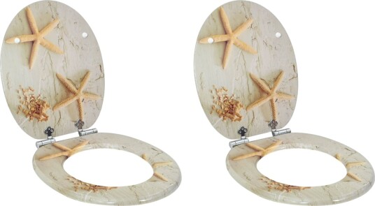 Myk lukking toalettsete 2 pcs Gul og hvit 44 x 38 cm MDF plater Myk lukking toalettsete 2 pcs Gul og hvit 44 x 38 cm MDF plater