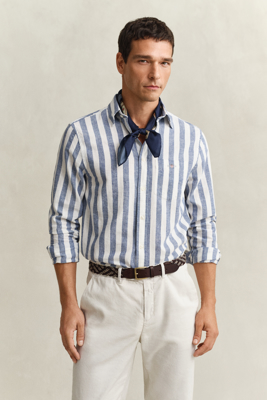 Gant Stripete skjorte i linblanding VINTAGE BLUE XL Gant Stripete skjorte i linblanding VINTAGE BLUE XL