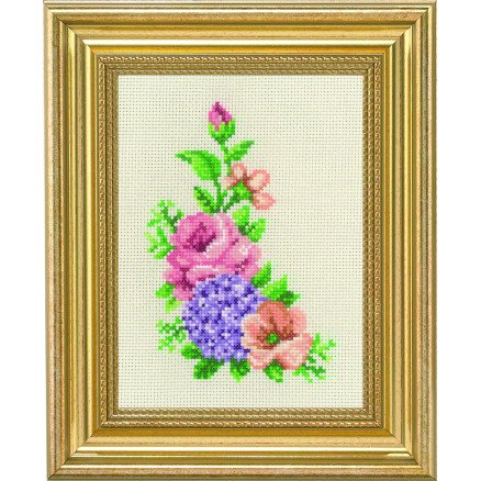 Permin Broderisett Rose og hortensia 14x19cm