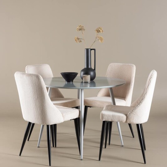 Spisegruppe Venture Home Plaza Ø100 med 4 stk Leone Stoler