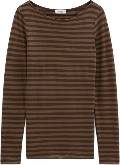 Marc O"Polo T Shirt Longsleeve Stripe   DARK BROWN_MULTI_02   S