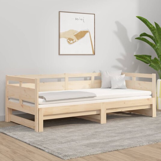 vidaXL Uttrekkbar dagseng heltre furu 2x(90x190) cm