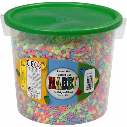 Nabbi Rørperler, Str. 5x5 Mm, Hullstr. 2,5 Mm, 20000 Ass., Pastellfarger