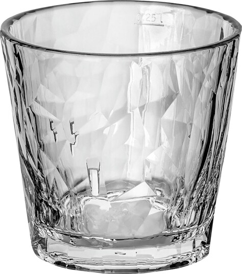 koziol Drikkeglass Lowball Club No. 22 Superglas stablebart med målestrek; 30 cl 8.7 cm H; Transparent; 0.25 l målestrek 2 Stykk / Forpakning