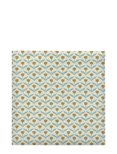 Broste Copenhagen Tulip Paper Napkin   Green   L 33CM