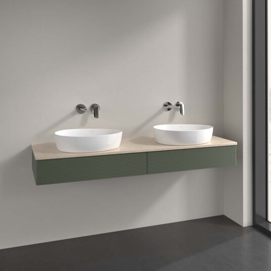 Villeroy & Boch  Antao Servantskap med 2 skuffer 160x50x19 cm u/lys Grønn Matt/Crème