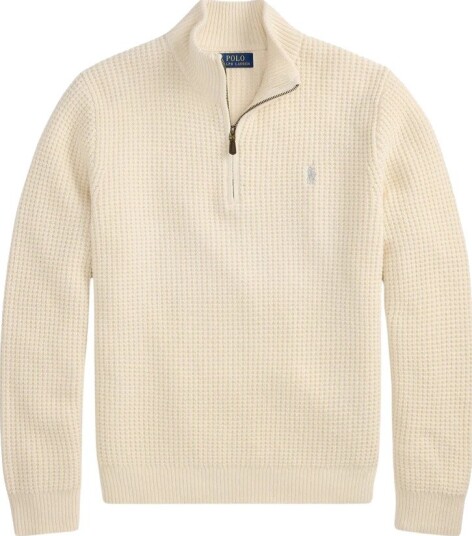 Polo Ralph Lauren Waffle Knit Wool Cotton Sweater ANDOVER CREAM S