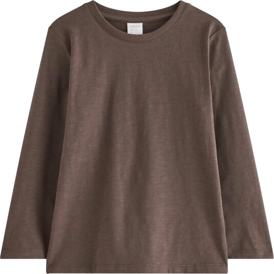 Lindex Long Sleeved Top In Slub Jersey   Brown   116