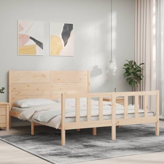 vidaXL Sengeramme med hodegavl 160x200 cm heltre 8720845979317