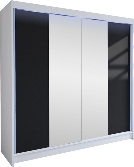Canderbury Garderobe Med Speil 180x215 cm - Hvit/Sort