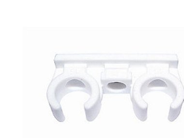Walraven Tryk Rørbøjle Dobbel 12 Mm Hvid Plast M6 Messing Gevind