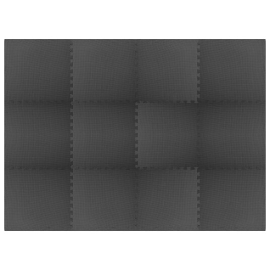 Gulvmatter 12 stk 4,32 ㎡ EVA-skum svart - Gulvmatter 12 stk 4,32 ㎡ EVA-skum svart -