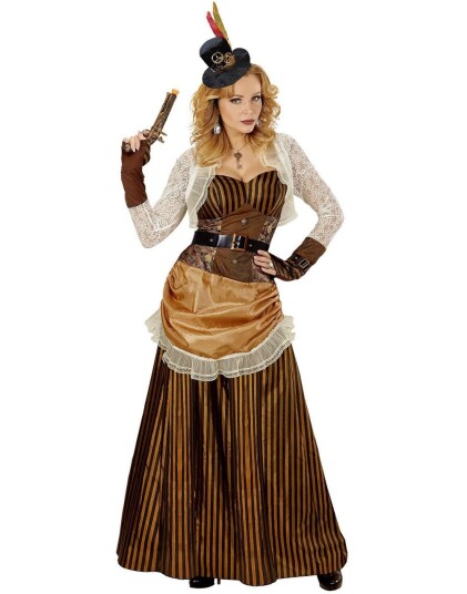 Lekkert Steampunk Damekostyme med Mini Topphatt XXL