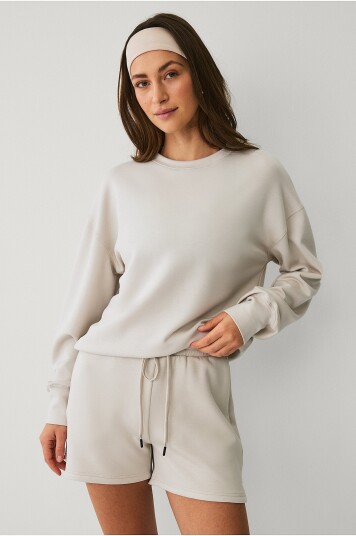 Ellos Studio Collegegenser Tech Sweat Crewneck Natur