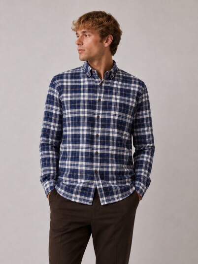 Clean Cut Copenhagen Checked Flannel Shirt Blå XL