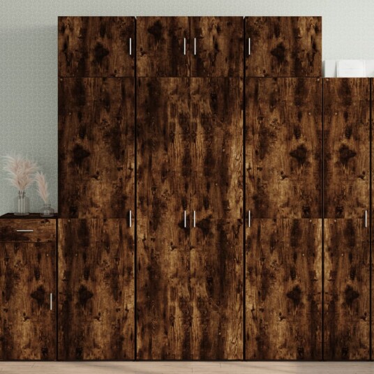 Oppbevaringsskap røkt eik 70x42,5x225 cm konstruert tre