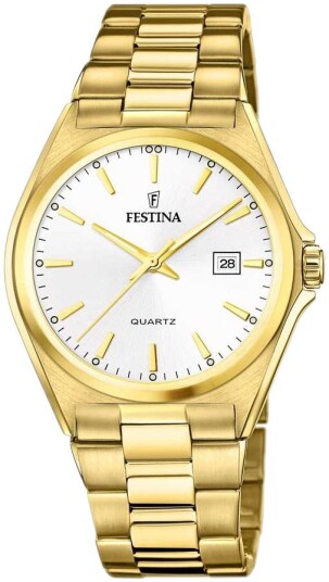 Festina Herreklokke F20555 2 Classic Hvit/Gulltonet stål Ø40 mm