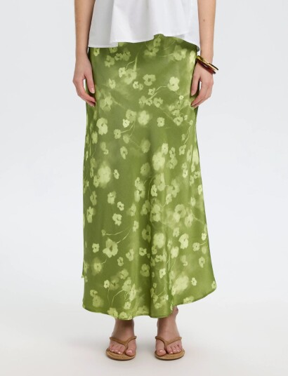 Selected Slfgiona Lena Hw Ankle Skirt B Khaki green 34