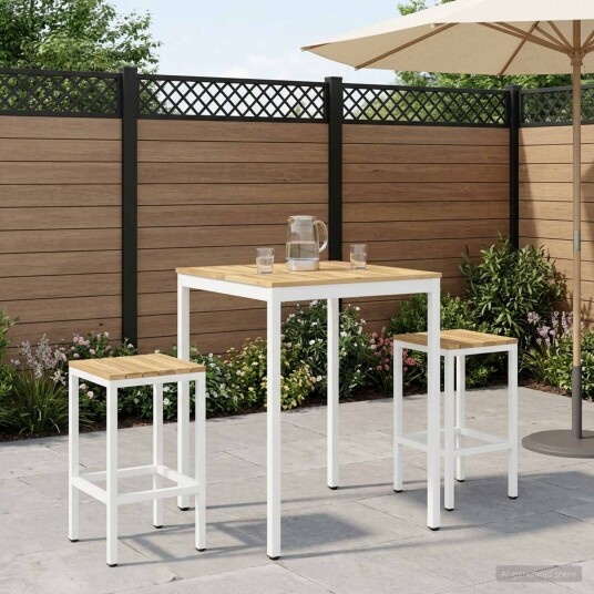 vidaXL Hagebarbord NAARDEN Hvit 80 x 80,5 x 105 cm Solid akasietre