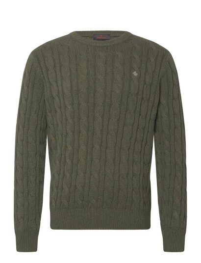 Morris Nathan Cable Oneck   Khaki green   XS