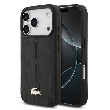 Lacoste iPhone 17 Pro Monogramme Gold Logo deksel MagSafe kompatibelt Svart