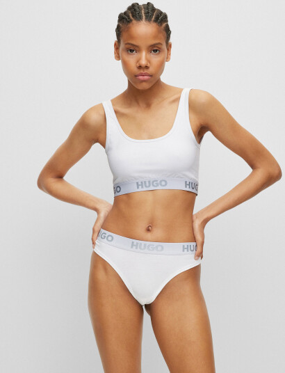 HUGO Bralette Sporty Logo   White   XS