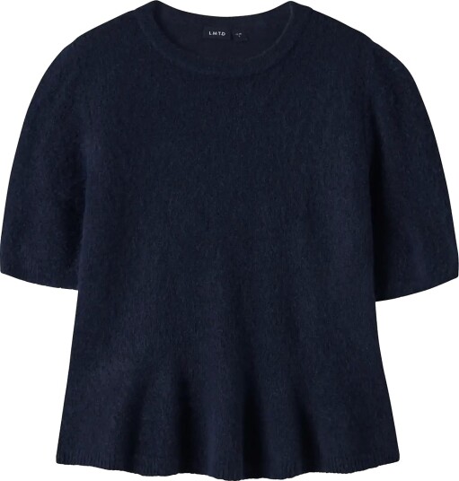 LMTD Nlflodet Ss Short Peblum Knit Navy 134 140