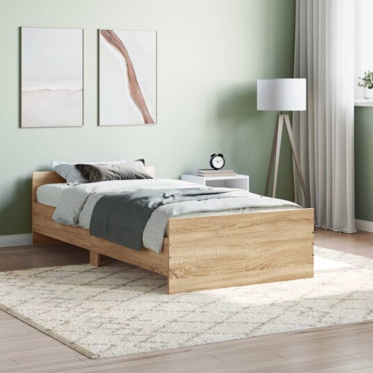 vidaXL Sengeramme sonoma eik 100x200 cm konstruert tre 8721012154209