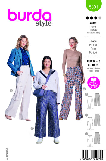 Burda 5801 - Bukse EUR: 36-46 US: 10-20