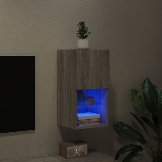 vidaXL TV-benker med LED-lys grå sonoma 30,5x30x60 cm 8721012255814 vidaXL TV-benker med LED-lys grå sonoma 30,5x30x60 cm 8721012255814