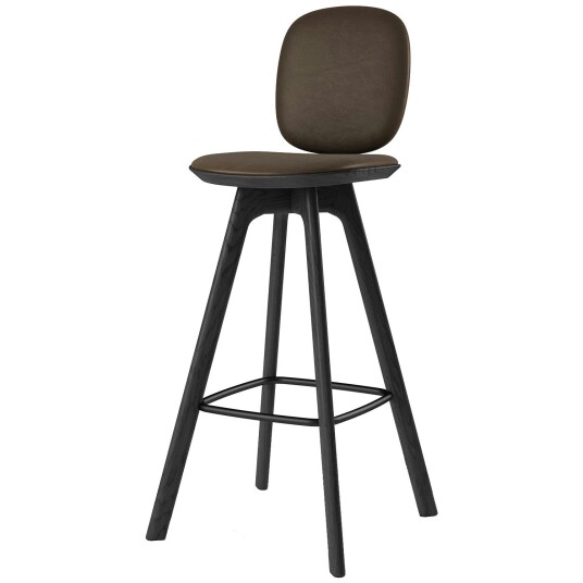 Brdr. Krüger Pauline Comfort Barstol 75 cm Svartlakkert Eik / Skinn Cinnamon