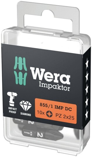 855/1 Imp Dc Pozidriv-Bits Impact855/1 Imp Dc Pz 2 X 25 Mm 10Er Pakke I Diy-Boks
