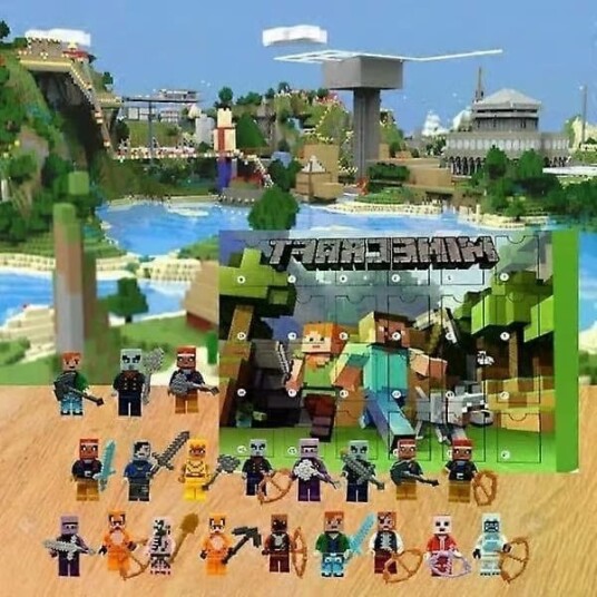 Minecraft Adventskalender 2026 Byggesett med actionfigurer 24 dagers nedtelling til jul julegaveeske for voksne barn og fans