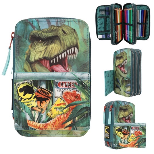 Dino World Triple Pencil Case danger 0411757 Dino World Triple Pencil Case danger 0411757