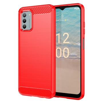 Nokia G22 Børstet TPU Deksel Karbonfiber Rød