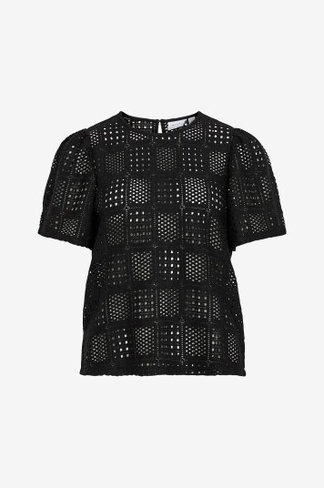 Vila - Topp viNovira O-neck S/S Top - Svart