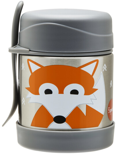 3 Sprouts Stainless Steel Food Jar and Spork Gray Fox