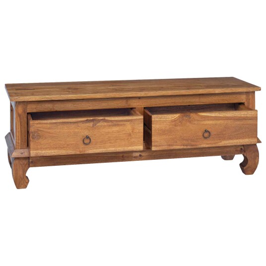 TV benk med skuff Brun 110 x 35 x 40 cm Massivt Teaktre
