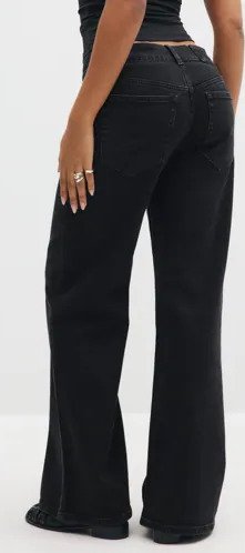 Nelly   Svart   Loose Flare Jeans