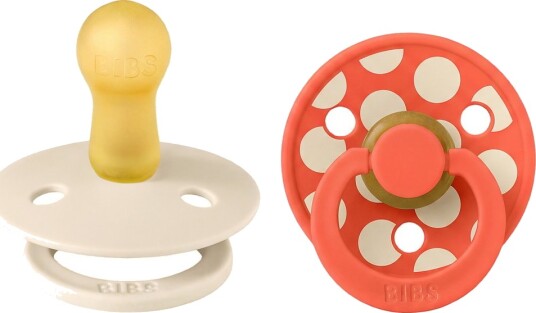 BIBS Studio Colour Smokker Str. 2 Rund 2-pack Ivory/Tang BIBS 6-18 md Smokk Hvit Rød 62-86