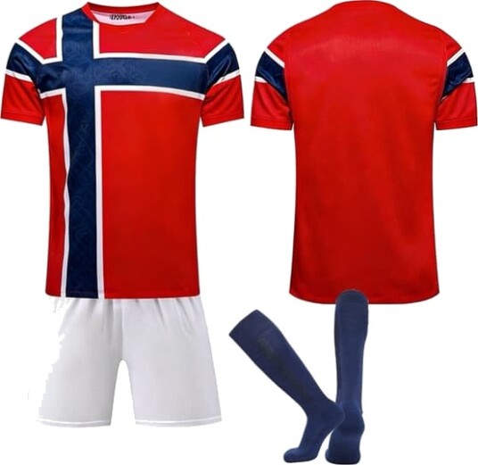 2026 VM Norge Drakt Fotballsett for Voksne og Barn hjem Ingen nummer